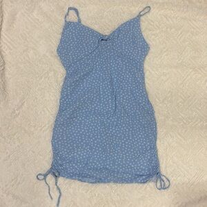 L.A. Hearts Blue‎ Floral Print Mini Dress Drawstring Ruched Spaghetti Strap